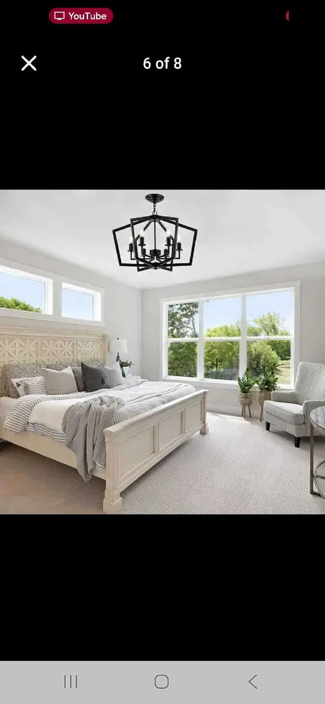 Farmhouse Black Metal Chandelier – 6-Light Adjustable Hanging Fi in Indoor Lighting & Fans in City of Montréal - Image 7