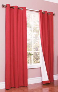 3 Crimson Red Blackout Thermal Curtain Panels - Like New