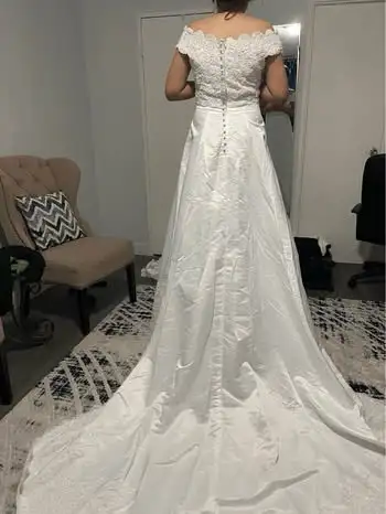 Size 14 Stunning Off-the-Shoulder Wedding Gown, View more