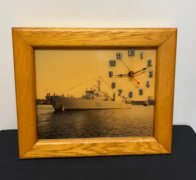 HMCS Glace Bay (MM 701) Handcrafted Working Wall Clock Unique handcrafted wall clock featuring a pho...