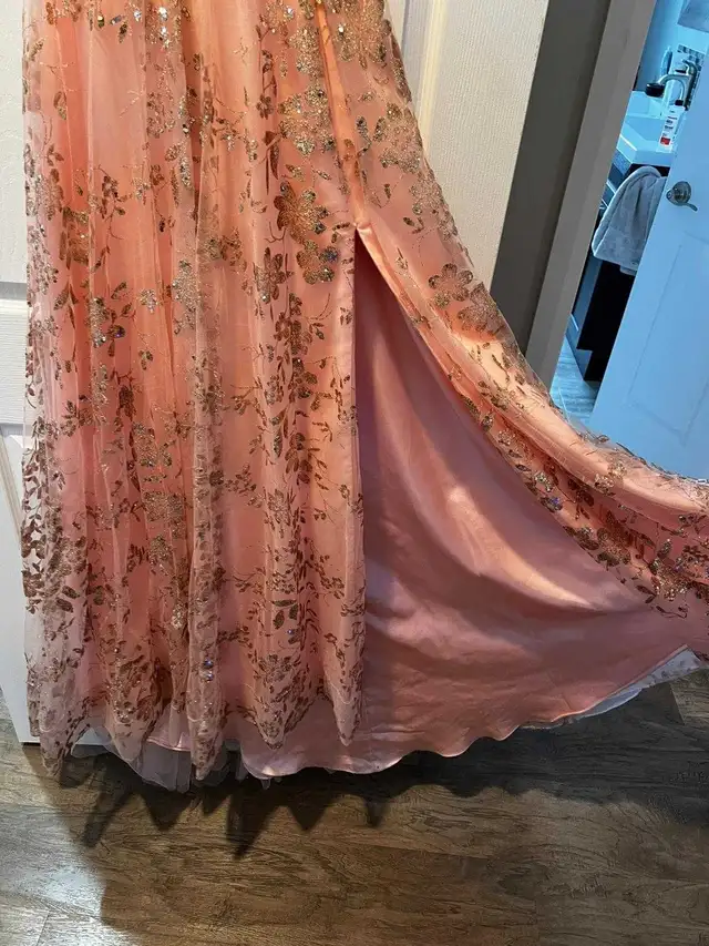 NEW Stunning Blush Pink Floral Seqin Gown Size 4 in Women's - Dresses & Skirts in Calgary - Image 9