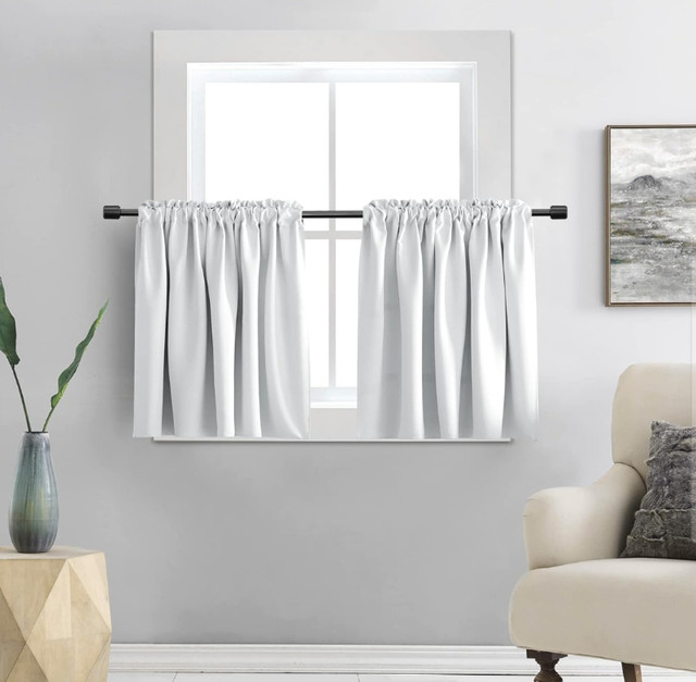 DONREN Curtain Tiers - Short Curtains (30" L×42" W), Off-White dans Habillage de fenêtres  à Ville de Montréal