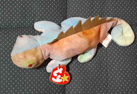 Ty Beanie Baby- Iggy the Iguana Tie-Dyed, No Tongue, PVC Pellets