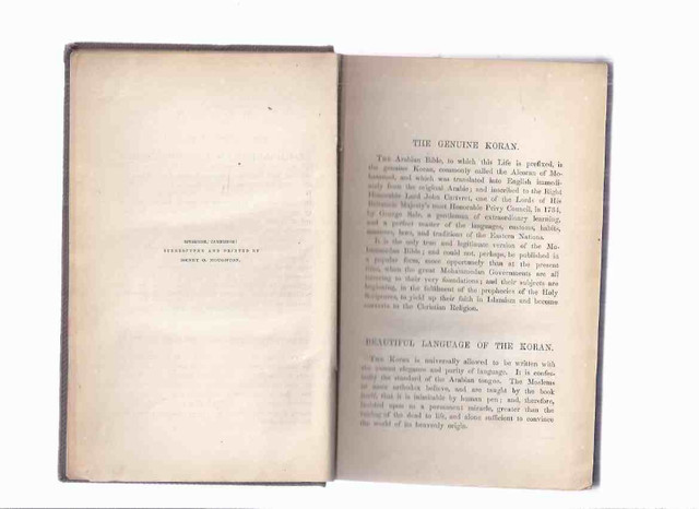 1862 Koran Commonly Called The Alcoran of Mohammed US edition in Non-fiction in Oakville / Halton Region - Image 3