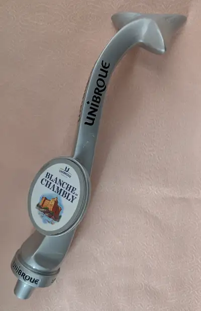 Unibroue Blanche De Chambly Devil's Tail Draft Beer Tap Handle Color: Silver Length about 16" (410mm...