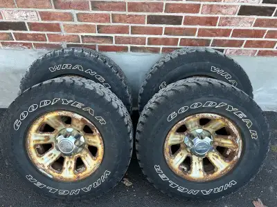 Selling four Goodyear Wrangler tires. They are in good shape and have the aggressive tread pattern....