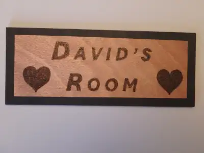 Room 10"x 4" Wood Burning Plaque - Your Name, View more