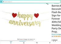 Happy Anniversary banner decoration (approx. 5.9” W x 6.7” tall)