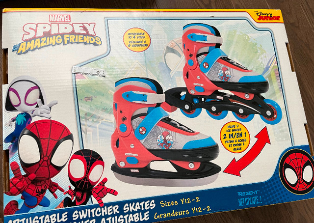 Kid boy Ice Skates Size 12-2Y - Spiderman in Skates & Blades in Ottawa