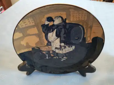 Royal Doulton 9" Plate- "Monks in the Cellar" series, with stand, View more