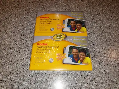 Here's a sealed package of Kodak Premium Photo Paper, there's 150 sheets in total. These are 4 x 6 s...