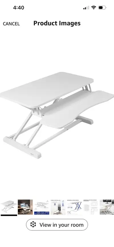 Standing desk and riser, View more