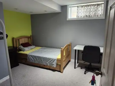 A furnished basement bedroom is available for rent immediately in a clean and quiet single-family ho...