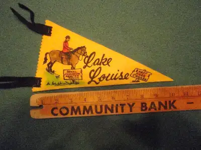 Vintage Felt Pennants Flags Banner LAKE LOUISE BANFF PARK, View more