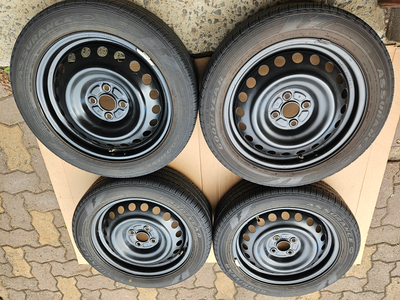 4 pneus ete 175 60 R16 avec jantes acier. Bolt pattern 4 X100. Prix est pour les 4 pneus et jantes....