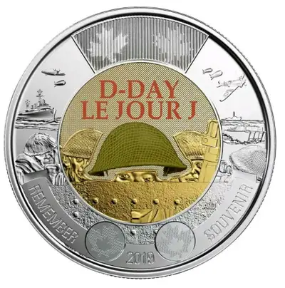 2019 $2 D-Day toonie coloured 75ᵗʰ Anniversary Remembrance $7., View more