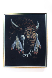 Native Indian Chief Original Oil Painting