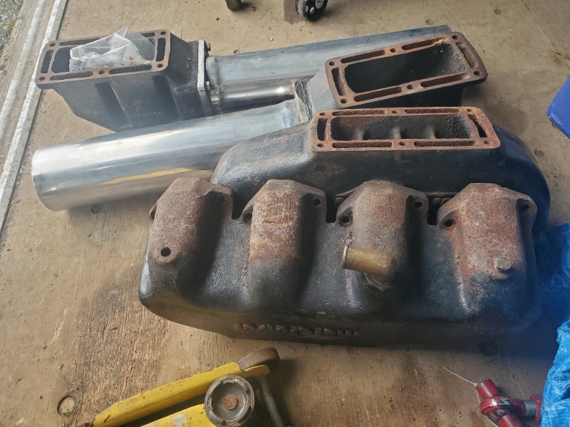 Mercruiser Big Block Chev Engine Exhaust Manifolds. Through Hull Boat