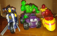 figurine Marvel DcComics lot de 3 véhicules Hulk Wolverine Flash