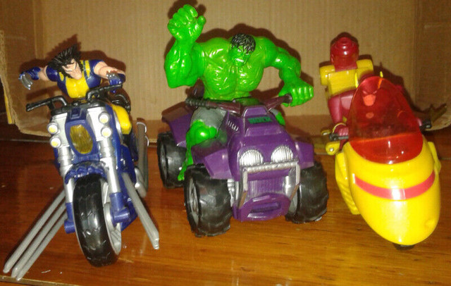 figurine Marvel DcComics lot de 3 véhicules Hulk Wolverine Flash dans Jouets et jeux  à Ouest de l’Île