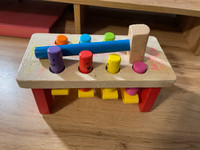 Child's Pounding Bench Wooden Toy With Mallet
