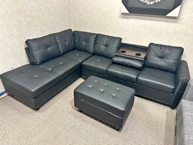 Clearance Sale||| Leather Sofa With Ottoman. in Couches & Futons in Oshawa / Durham Region
