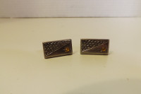 Vintage Rectangular Cuff Links with Citrine Crystal