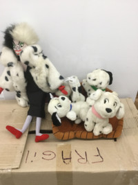 Cuddly Cruella deville with Dalmatian’s in basket stuffed toy