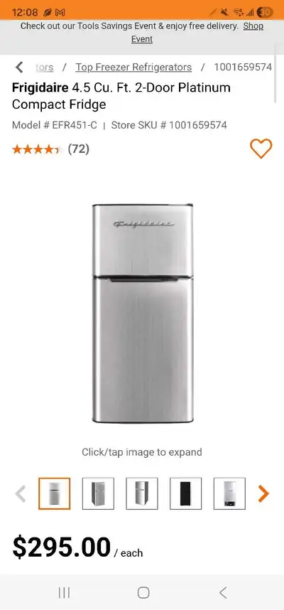 Frigidaire 4.5 Cu. Ft. 2-Door Platinum Compact Fridge, View more