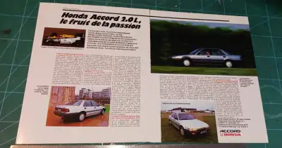 FRENCH EURO 1986 HONDA ACCORD RETRO ORIGINAL PRINT CAR AD, View more