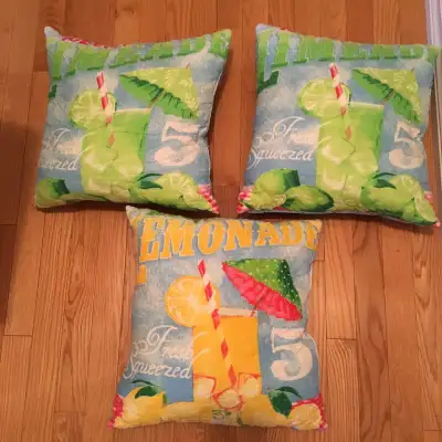 3 DECORATIVE SUMMER THROW PILLOWS, View more