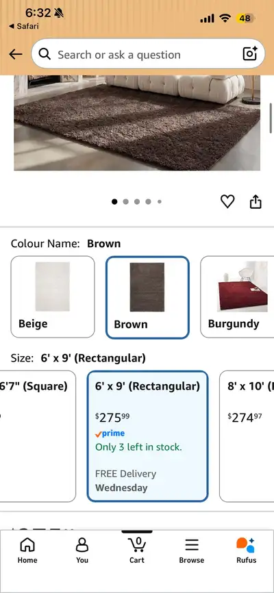 6 x 9 Amazon shag rug brown, View more