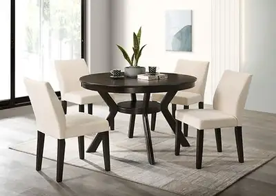 NEW- 5 PC Wood Dining Set With Storage Shelf- Same Day Delivery , View more