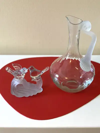 Vintage 1970 Ensemble Carafe Décanteur et Sculpture d’Oiseaux, View more