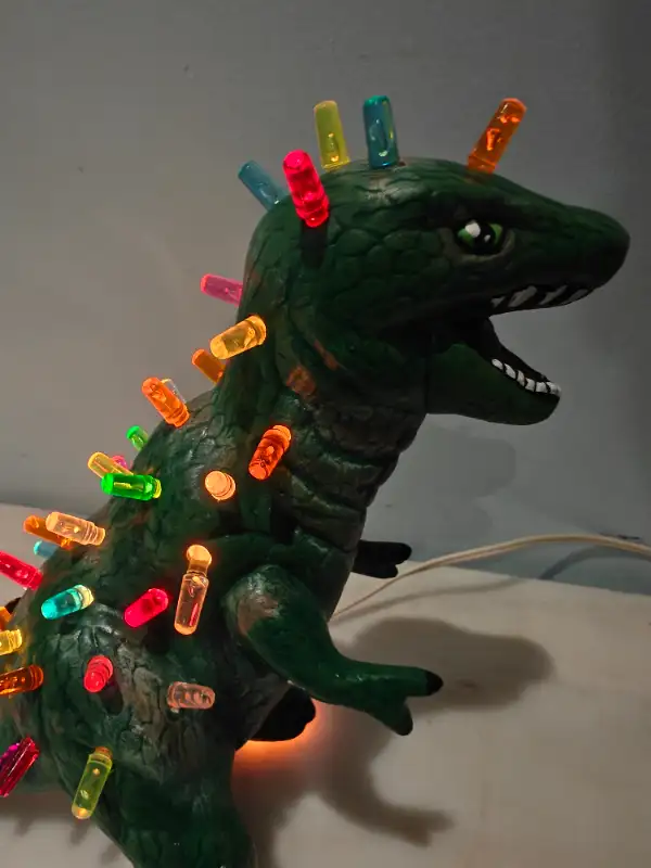 Christmas ceramic dinosaur dino lighted tabletop display in Arts & Collectibles in City of Toronto - Image 7