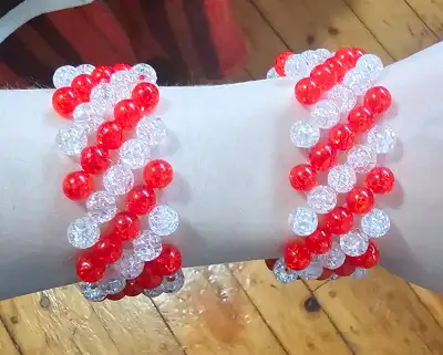 Set of 2 Hand Crafted Bracelets (Red & White) $10