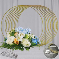 Gold Metal Hoop Table Centerpiece Wreath Ring Stand Flowers