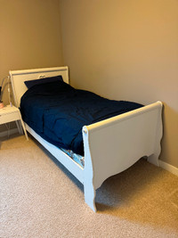 Twin Bed frame with box spring and mattress