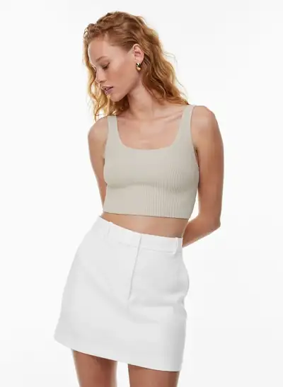 ARITZIA BABATON Sculpt Knit Crop Top - Medium - Matte Pearl, View more