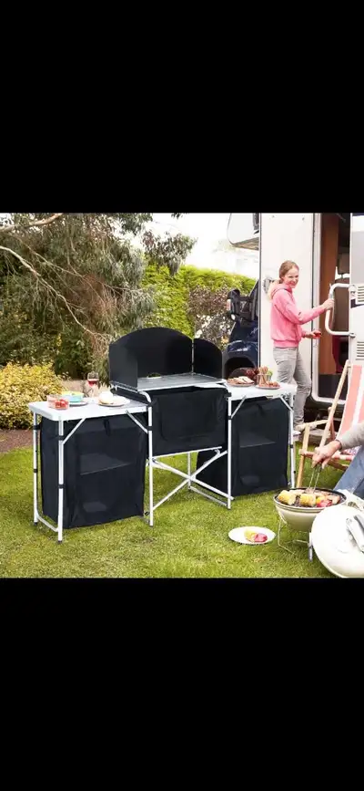 Folding Camping Kitchen Table with Carrying Bag, Windscreen, View more