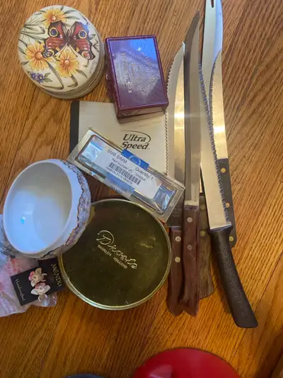 misc.stuff  tins knives oddities, View more