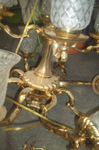Two Chandeliers-One is SOLID BRASS