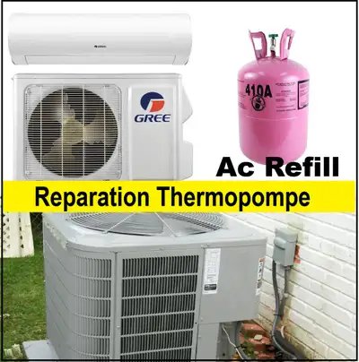 Remplissage de réfrigérant 514 9963181 fréon R410a ajout rajout add recharge refill thermopompe clim...