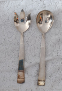 Mid-century Silver Plated Salad Serving Set