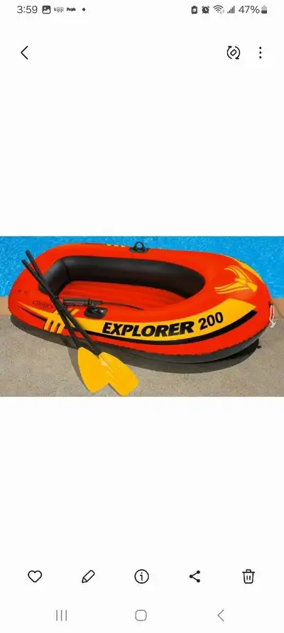 Explorer blow up 2 person boat with paddles., View more