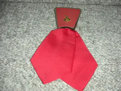 RARE AND ORIGINAL VINTAGE STAMPEDE WESTERN TIE insignia novelty-metal top -clip on 100% polyester PL...