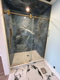 Brushed Gold frameless 10 mm shower door