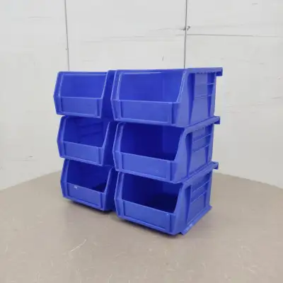 Set of 6 Storage Plastic Bin Stackable Office 5"x 4"x 3" K8409, View more