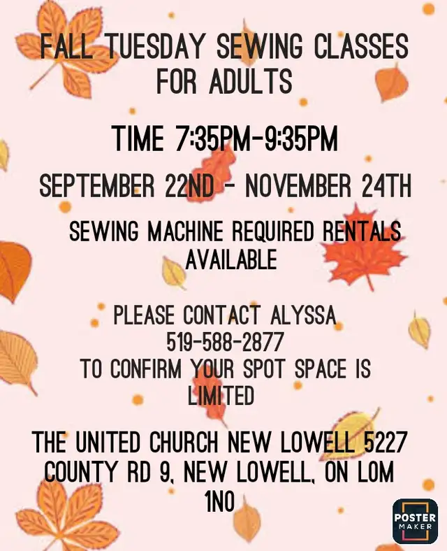 weekly sewing classes 545697175542835203