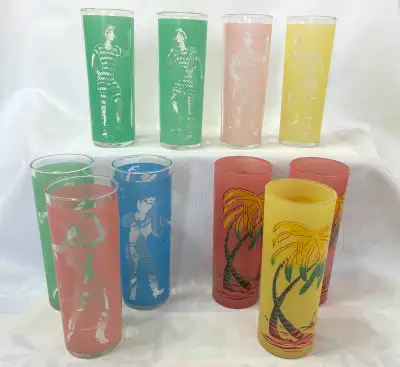 LOT de 10 VERRES MID CENTURT MODERN HIBALL 10 GLASSES LOT, View more